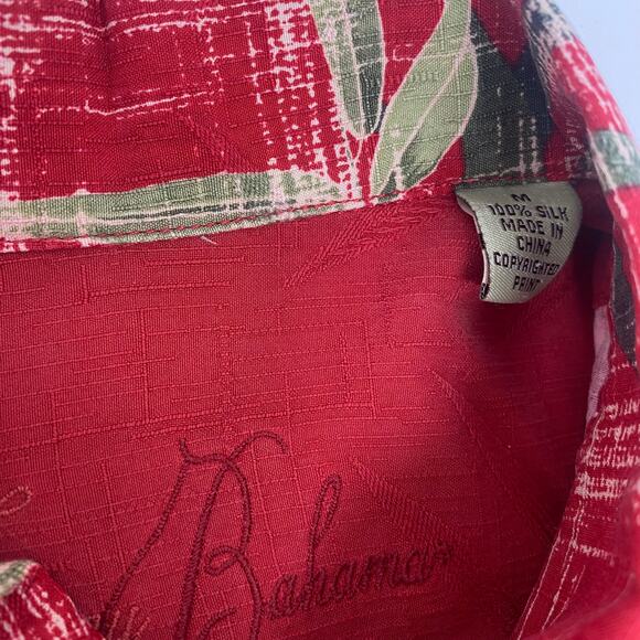 Tommy Bahama‎ Medium Red Floral Short Sleeve Silk Button Down Hawaiian Shirt - Picture 2 of 4